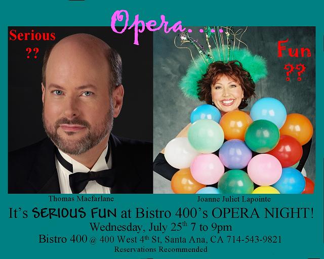 flyer for Bistro400 Opera Night
